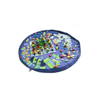 2 in 1 Portable Large Toy Storage Bag Play Mat Rug for Legos Diam 60inch (Blue)
