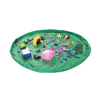 2 in 1 Portable Large Toy Storage Bag Play Mat Rug for Legos Diam 60inch(Green)