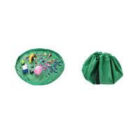 2 in 1 Portable Kids Toys Storage Bag & Play Mat Diameter 18inch(Green)