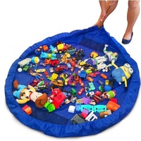 2 in 1 Portable Toy Storage Bag Play Mat for Legos Diameter Around 33inch(Blue)