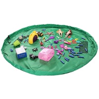 2 in 1 Portable Toy Storage Bag Play Mat Rug for Legos Diameter 33inch(Green)