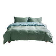 Washed Cotton Quilt Set Green Blue Single