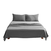 Bed Sheets Set King Cover Pillow Case Green Grey