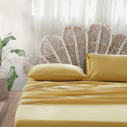 Sheet Set Bed Sheets Set King Flat Cover Pillow Case Yellow
