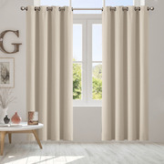 2x Blockout Curtains Durable Panels 3 Layers Eyelet Beige
