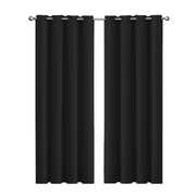 2x Blockout Curtains Panels 3 Layers - Black