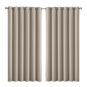2x Blockout Curtains Panels 3 Layers Beige