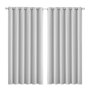 2x Blockout Curtains Panels 3 Layers Grey-Elegant