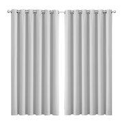 3 Layers Eyelet Blockout Curtains 240x230cm Grey