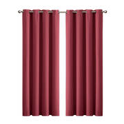 2x Blockout Curtains Panels 3 Layers Eyelet Room Darkening 240x230cm Burgundy