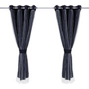 2x Blockout Curtains Panels 3 Layers with Gauze Room Darkening 140x160cm Black