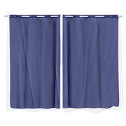 2x Blockout Curtains Panels 3 Layers with Gauze Room Darkening 140x160cm Navy