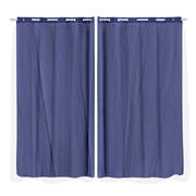 2x Blockout Curtains Panels 3 Layers with Gauze Room Darkening 180x213cm Navy