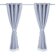 2x Blockout Curtains Panels 3 Layers with Gauze Room Darkening 240x213cm Grey