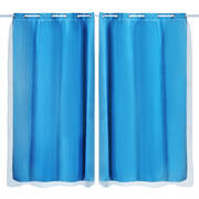 2x Blockout Curtains Panels 3 Layers with Gauze Darkening 240x213cm Turquoise