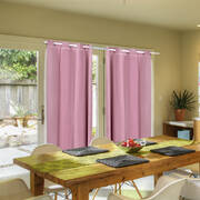 2x Blockout Curtains Panels 3 Layers with Gauze Room Darkening 240x230cm Rose