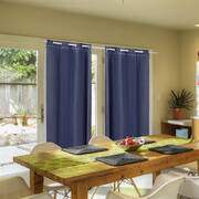 2x Blockout Curtains Panels 3 Layers with Gauze Room Darkening 300x230cm Navy