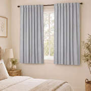 Blackout Curtains 2 Panels Linen Look Grey | EXTG