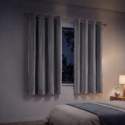 Velvet Blackout Curtains 2-Panel Eyelet Grey | EXTG