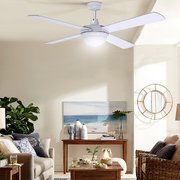 52'' Ceiling Fan Ac Motor W/Light W/Remote - White