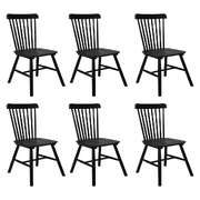 Luxury 6x Dining Chairs Kitchen Winsor Black - Wood Finish Classic