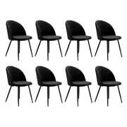 Stylish 8x Dining Chairs Kitchen Cafe Black - Durable Frame Classic
