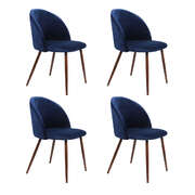Ergonomic 4x Dining Chairs Seat French Navy - Space-Saving Design