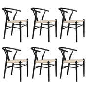 Compact 6x Dining Chairs Wooden Hans Black - Easy Assembly Classic