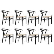 Modern 8x Dining Chairs Wooden Hans Black - Durable Frame Classic
