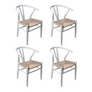 Contemporary 4x Dining Chairs Wooden Hans White - Wood Finish