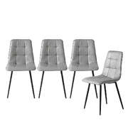 Ergonomic 4x Dining Chairs Kitchen Chair Grey  Leather - Easy