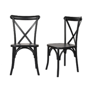 2x Dining Kitchen Table Chairs Modern Sleek Natural Wood Black