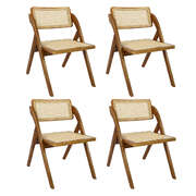 Versatile 4X Foldable Rattan Dining Chairs - Adjustable Height