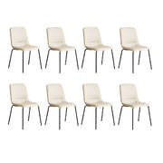 Versatile Stackable Dining Chairs Kitchen Beige Set of 8 - Easy