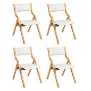 Stylish 4x Dining Chairs Foldable PU Beige - Sleek Modern Look