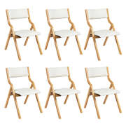 Premium 6x Dining Chairs Foldable PU Beige - Scandi Inspired Design