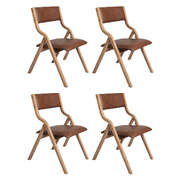 Stylish 4x Dining Chairs Foldable PU Tan - Adjustable Height