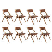 Modern 8x Dining Chairs Foldable PU Tan - Easy Assembly Classic