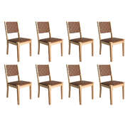 Stylish Dining Chairs Accent Chair Lounge x8 - Wood Finish Classic
