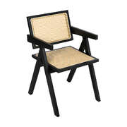 Premium 1x Black Wicker Armchair Dining Chair - Easy Assembly