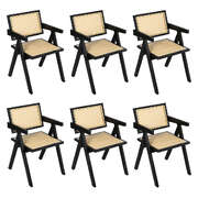 Elegant 6x Black Wicker Armchair Dining Chair - Comfortable Design