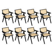 Elegant 8x Black Wicker Armchair Dining Chair - Adjustable Height