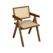 Modern 1x Walnut Wicker Armchair Dining Chair - Premium Quality Build