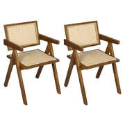 Stylish 2x Walnut Wicker Armchair Dining Chair - Premium Quality Build
