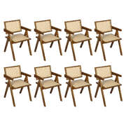 Premium 8x Walnut Wicker Armchair Dining Chair - Durable Frame
