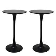 Contemporary 2x Round Bar Table Pub Tables Black - Easy Assembly