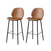 Modern 2x Bar Stool Barstools Counter Brown - Durable Frame Classic