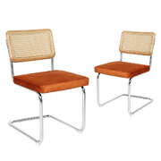Functional 2xRattan Chair Dining Chairs Orange - Soft Cushion