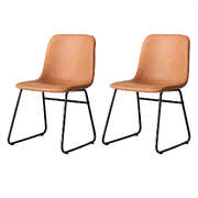 Ergonomic 2x Dining Chairs Kitchen Table Brown - Foldable Function