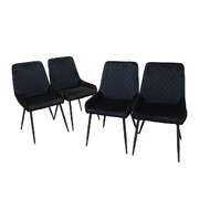 Ergonomic Dining Chairs x 4 Padded Seat Soft Velvet - Foldable